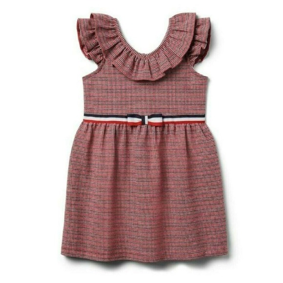 Janie Jack Red Ruffle Dress 6 Houndstooth July - Picture 1 of 8
